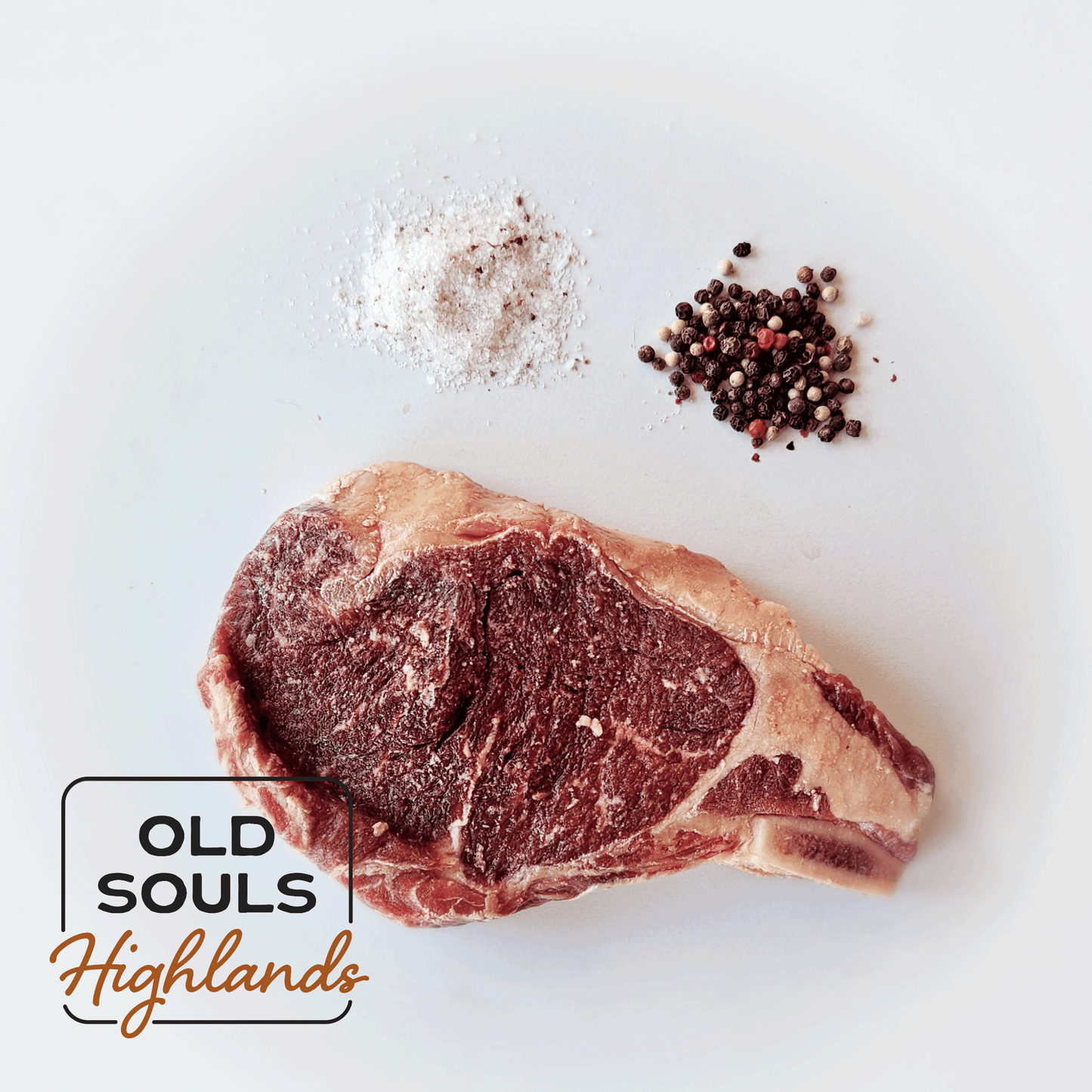 Image of premium highland beef, ribeye steak cut