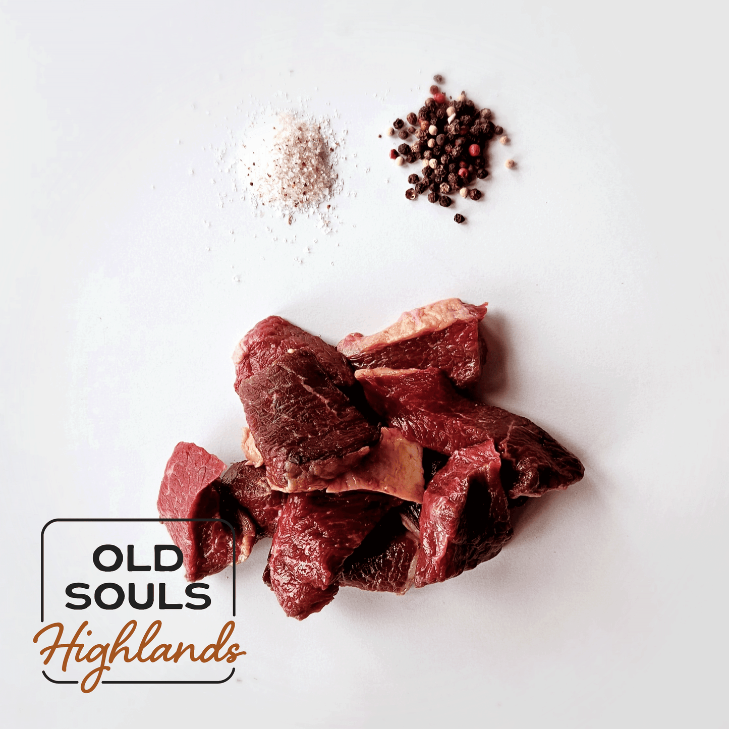 Image of premium highland beef, cut steak bites