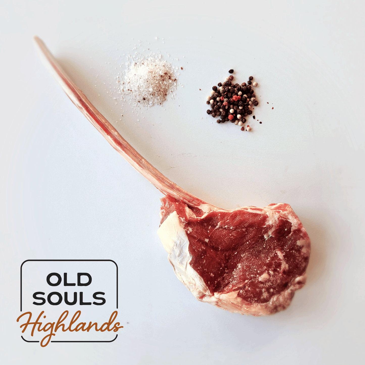 Image of premium highland beef, tomahawk steak cut