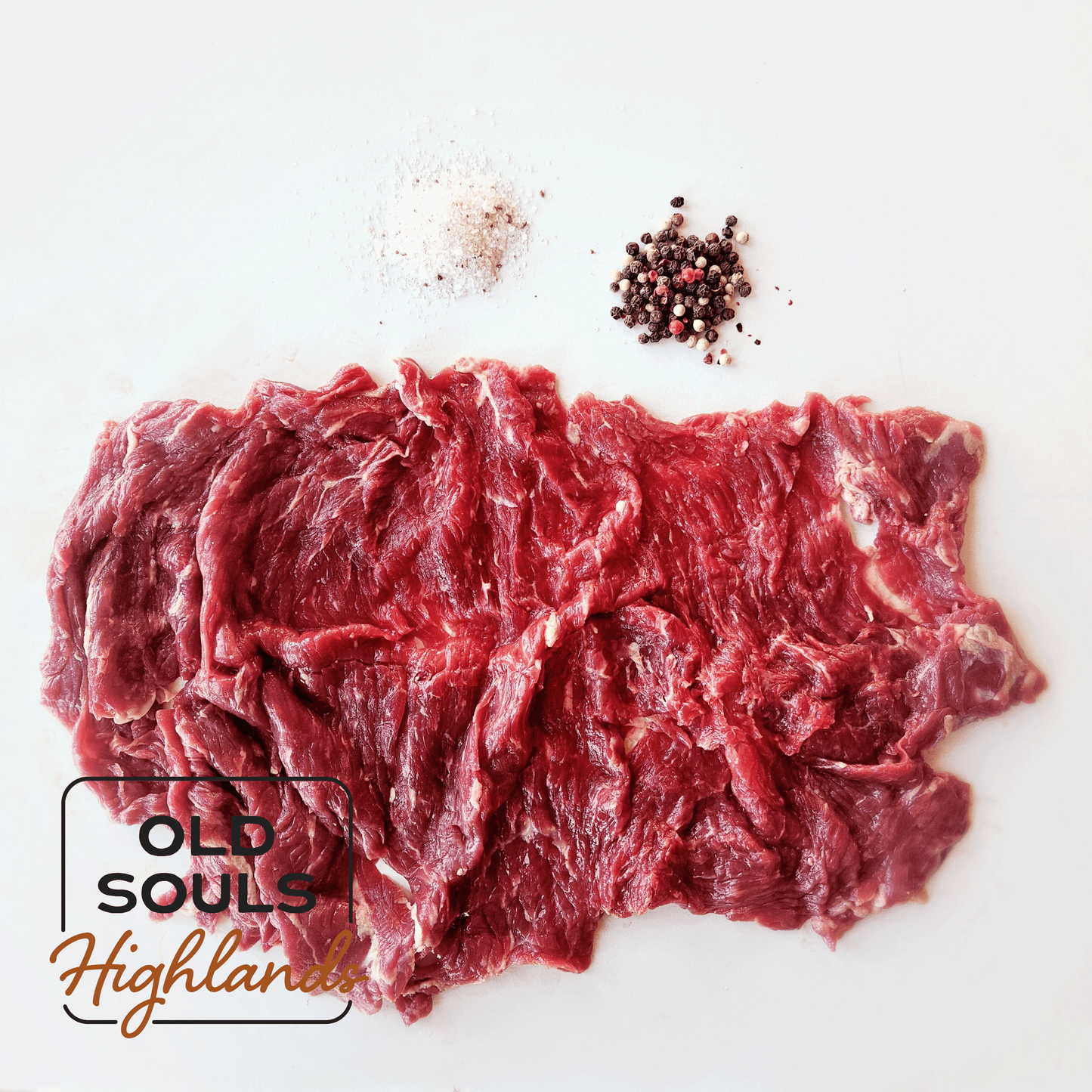 Image of premium highland beef, bavette steak cut