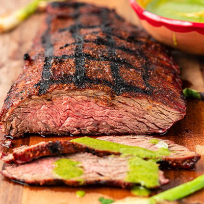 Image of premium highland beef, bavette aka flap steak cut