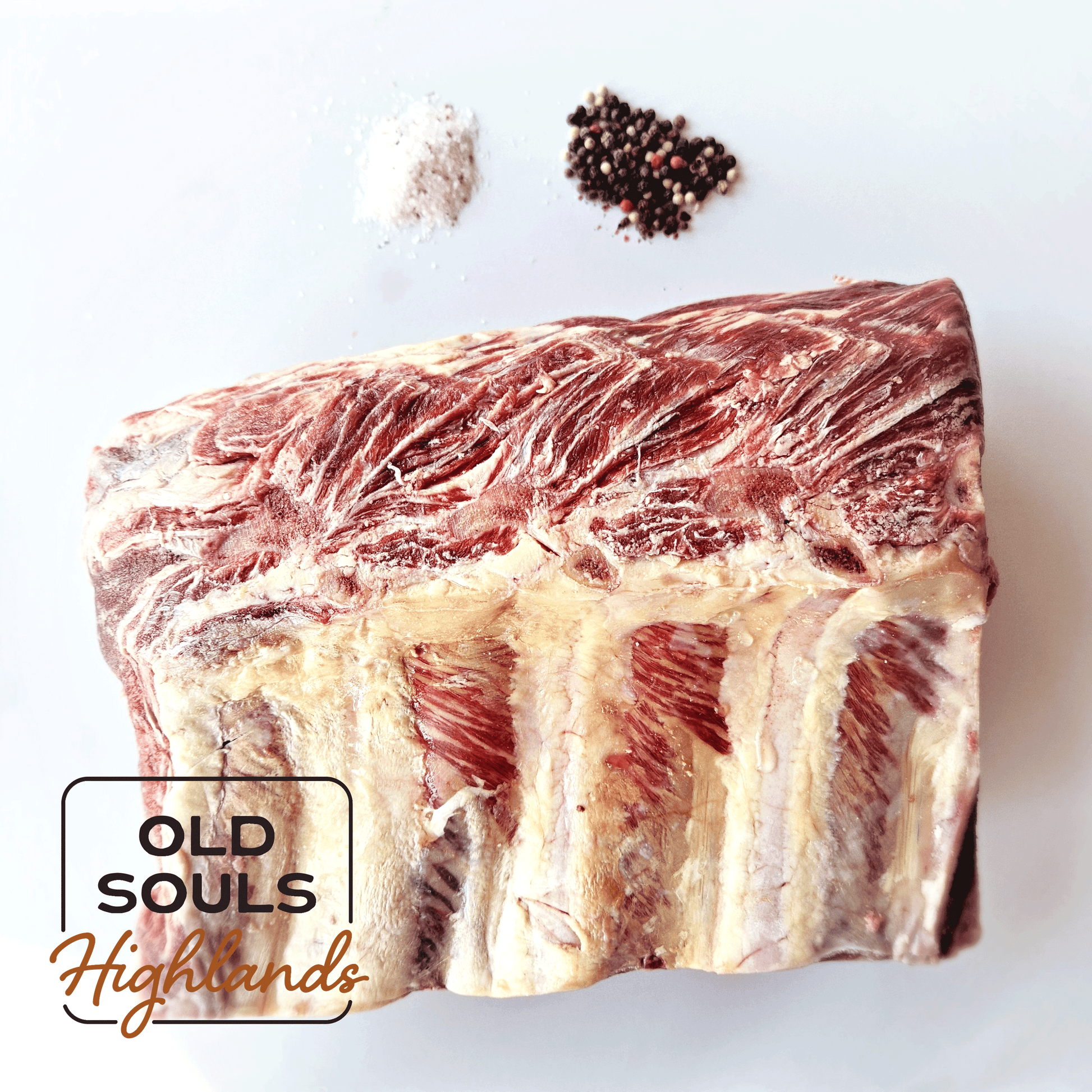 Image of premium highland beef, prime rib roast