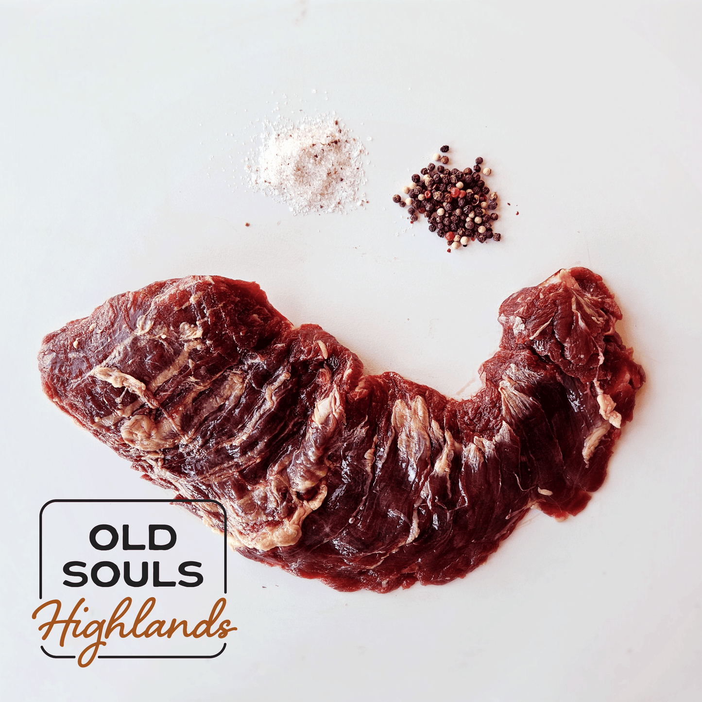 Image of premium highland beef, skirt steak cut